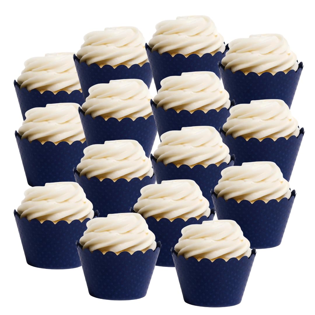 Dress My Cupcake Navy Blue Cupcake Liners 50-Pack Graduation Standard Size Blue Cupcake Wrappers, Weddings, Baby Showers, and Birthday Parties, Elegant Dark Navy Paper Muffin Cups