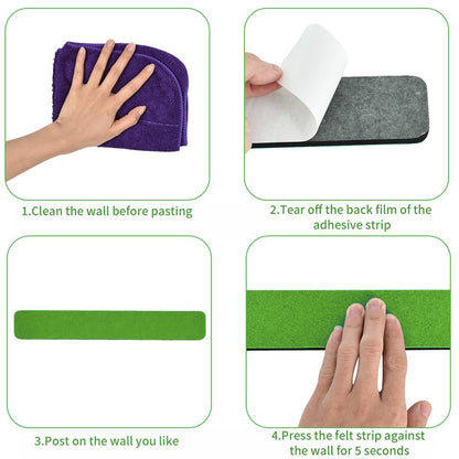 Vuzvuv 8 pcs Bulletin Board Bar Strips with 50 Pushpins & 10 Wooden Clip pins，Self Adhesive Cork Board for Wall，Felt Pin Board for School，Office Decor(Multi-Green)