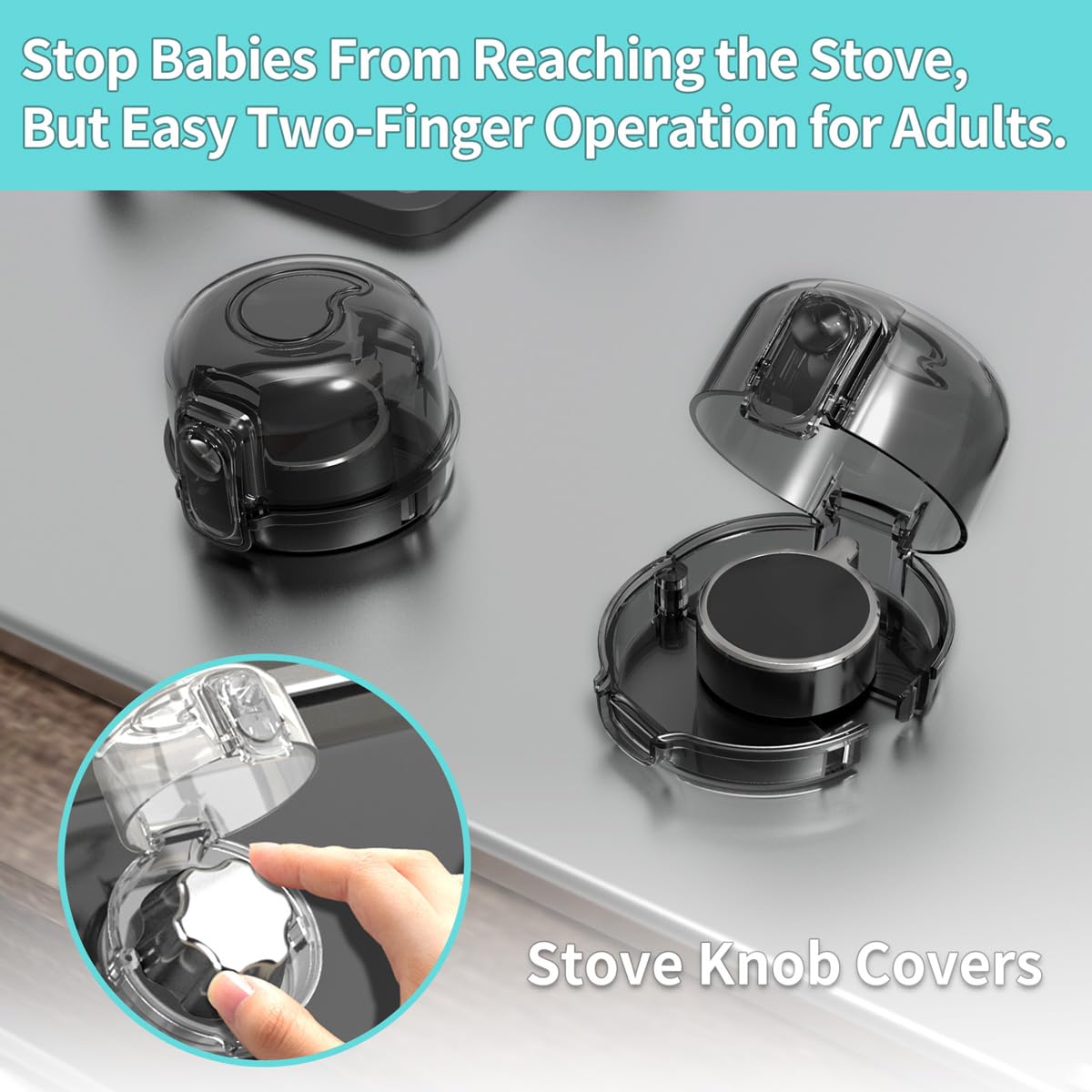 Stove knob Safety Covers (5-Pack) - Child Proof Gas Stove Knob Locks, Baby Proofing Safety Covers for Gas Stoves & Ovens, Heat Resistant & Durable, Easy to Install, Black