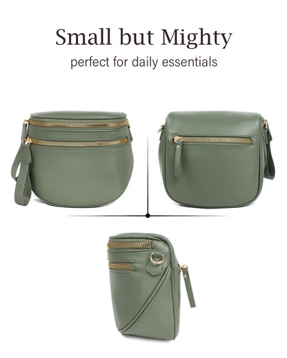 Valentoria Fashionable Womens Leather Waist Bag Crossbody Bag Detachable Wallet Adjustable Shoulder Strap (Bean Green)