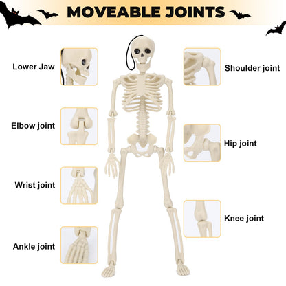 TMFsode 5 Packs Halloween Skeleton Decorations, 16" Halloween Mini Skeleton with Posable Joints, Spooky Poseable Plastic Skeletons for Yard Garden Lawn Haunted House Graveyard Props Decor