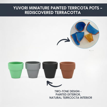 Yuvori Mini Pastel Terracotta Pots for Micro Gardens – 30 Pack, 1.7” Tiny Breathable Clay Planters, Macaron Colors, for Moss, Fairy Gardens, Dollhouses, and Succulents (Painted Black, 1.2 Inch)