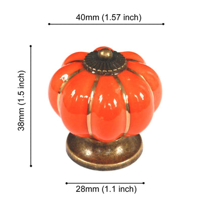 HUAMULAN 8PCS Ceramic Cabinet Knobs Pumpkin Drawer Door Cupboard Dresser Pull Handles for Kitchen Kids Child Room Wardrobe Closet