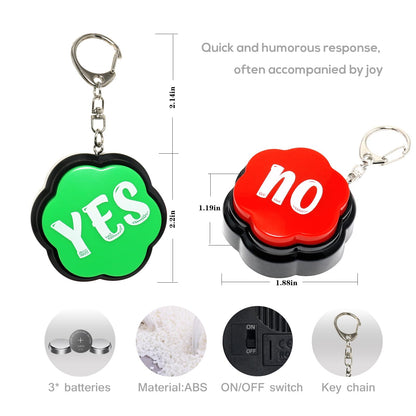 ANLIKY Yes No Sound Buzzers, Portable Keychain Buttons with Sound, Answer Buzzers Set of 2, Buzzers for Game Show