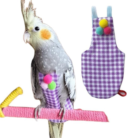 Bird Flight Suits Diapers, Parrot Flight Suits Diapers for Monk Parakeets, Cockatiels Flight Suits, Parrot Clothes, Bird Training Nappy Suit Liners Clothes (Purple-A,Quaker)
