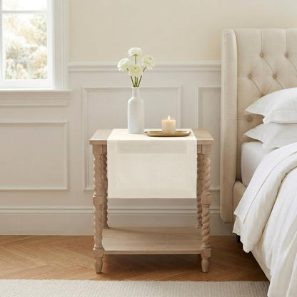 Classic Linen™ by D'Moksha Ivory Table Runner 48 Inches, 100% Pure Linen, Coffee Table Runner, 14 x 48 Inch for Dresser Tables- Summer