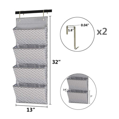Eamay Wall Mount/Over Door File Hanging Storage Organizer - 4 Large Document Organizer Holder for School, Classroom, Home or Office Use, Wave Pattern
