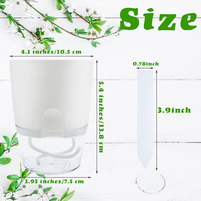 Haawooky 10 Pack Clear Self Watering Planters,4.1Inch Wicking Flower Pots,Plastic African Violet Pots with Watering Bottle Modern Decorative Planter for House Plants,Herbs,Indoor Plants