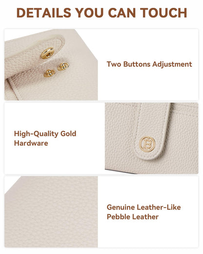 BOSTANTEN Slim Wallet for Women Small RFID Blocking Credit Card Holder Leather Bifold Wallets with Zipper Coin Pocket Beige