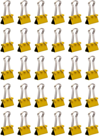 JAM PAPER Colorful Binder Clips - Extra Small - 3/5 Inch (15 mm) - Yellow Binderclips - 30/Pack
