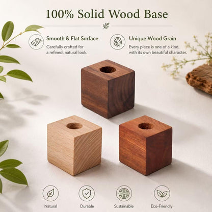 Mini Vase Magnets for Fridge,3 Sets Wooden Vase Plant Magnetic Holders with Glass Test Tube for Refrigerator Decoration Kitchen Locker Office