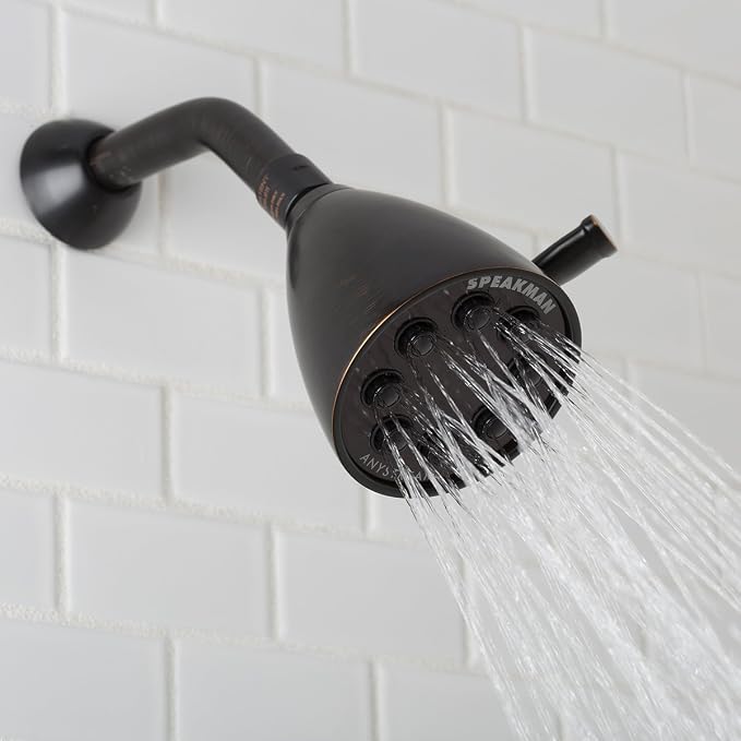 Speakman S-2251-ORB Signature Icon Anystream High Pressure Adjustable Solid Brass Shower Head, Oil-Rubbed Bronze , 2.5 GPM