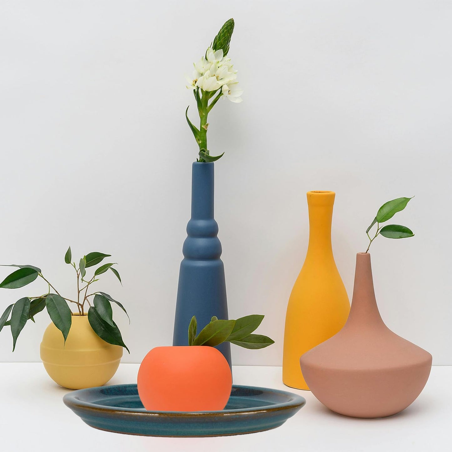 W&W Ceramic Plant Saucer - Plant Trays for Indoor Pots (Teal, 13 inches, 2 Packs)