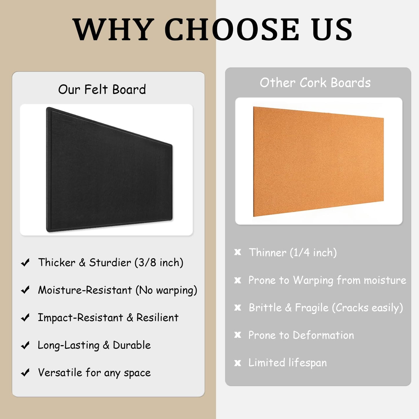 Large Bulletin Board - 72 x 48 Inches, Large Felt Board Decorative Pin Board for Wall, Foldable Photo Board, Lightweight Durable Pin Board for Home, Office, School, Classroom, Kitchen (Black)