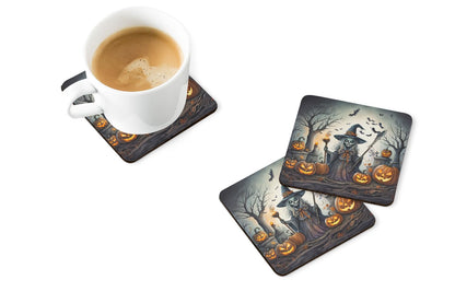 Caroline's Treasures Witch Spooky Halloween Foam Coaster Set of 4 Cup Coasters for Indoor and Outdoor, Coaster for Tabletop Protection, Anti Slip, Mouse pad Material