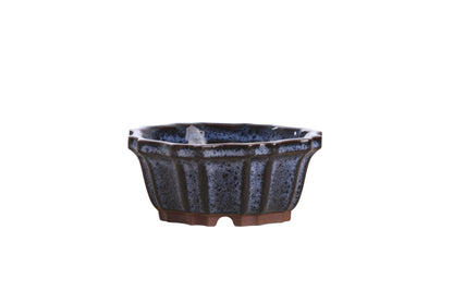 Willow Bonsai Ceramics Flower Design Bonsai Pot, 4.5inch Diameter, Plant Container, Succulant Pot, High Fired Ceramic Stoneware, Frost Proof, Handmade (Denim)