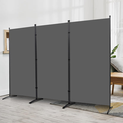 3 Panel Folding Room Divider, 102" Wx71.3 H Portable Privacy Screen, Grey