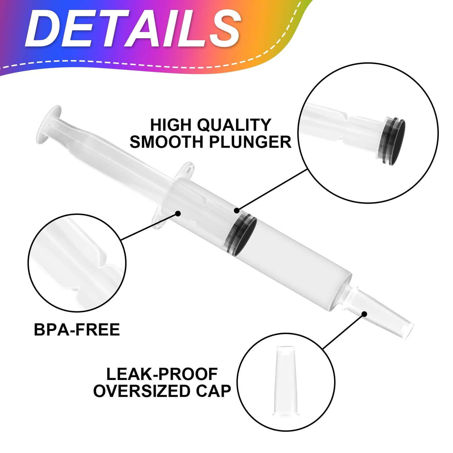 Kreyfer 50 Pcs Halloween Syringe Shot Party Favors - 20ml Reusable Plastic Drink Syringes with Tip Caps for Jelly Shots, Trick-or-Treat Goodie Bag Fillers, Bachelorette and Nurses Graduation Supplies