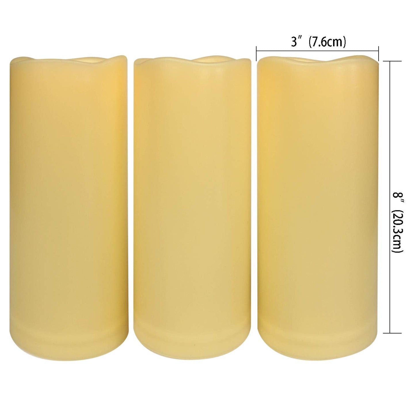 3PCS 8" Waterproof LED Flameless Timer Candles, 1000 Hours Long Battery Life/Flickering Battery Operated Electric Outdoor LED Large Pillar Candle for Outside Lantern Festival Decor etc.