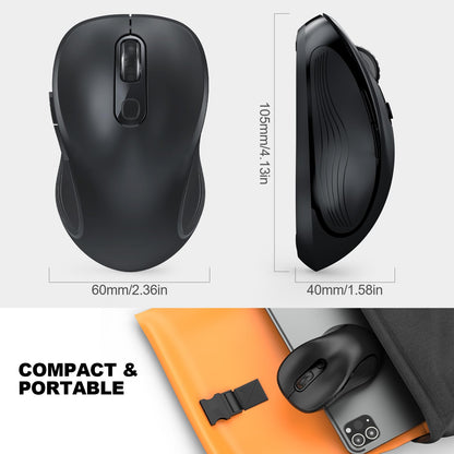 WisFox 2.4G Wireless Mouse for Laptop, Ergonomic Computer Mouse with USB Receiver and 3 Adjustable Levels, 6 Button Wireless Mice for Windows Mac PC Notebook (Grey)