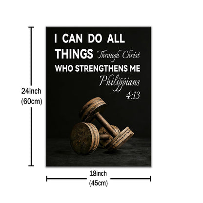 Inspirational Canvas Wall Art Office Decor Motivational Quotes I Can Do All Things Discipline Poster Inspiring Painting Print for Modern Home Living Room Gym Stretched and Framed [18''Wx24''H]