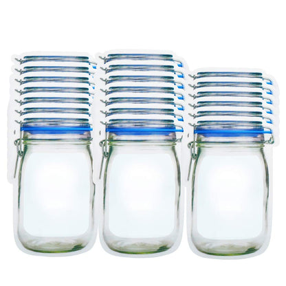 laffeya 20Pack 1000ml (9.7 * 6.6 * 4.7inch) Reusable Mason Jar Bags for Candy & Snacks - Leakproof Storage & Display