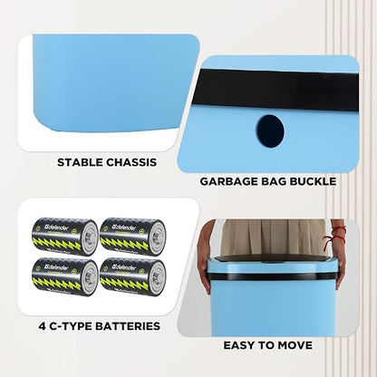 PayLessHere | 13 Gallon Plastic Trash Can | Blue | Automatic Touchless Lid with Motion Sensor | Kitchen Garbage Can with Waterproof Design | for Home, Office, Bathroom | Pack of 1