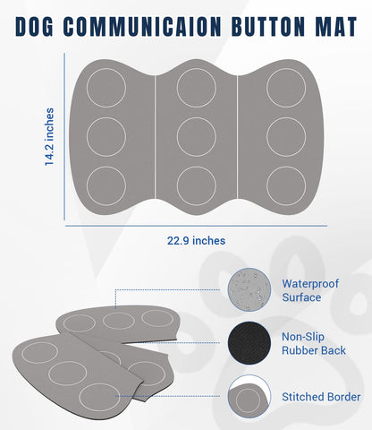 Acools Dog Buttons for Communication, 9 Pcs Recordable Talking Button Set with 30s Voice, Pet Training Buzzer Kit for Dogs and Cats, Waterproof Anti-Slip Mat, 48 Scene Stickers for Outside/Food/Play
