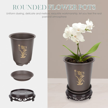 GANAZONO 2 PCS Orchid Flowerpots Rounded Flower Pots Plant Pots Plastic with Holes Drainage Base for Outdoor