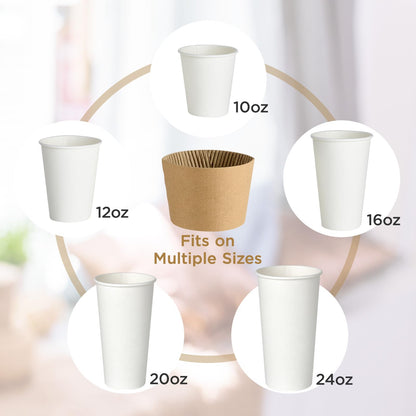 200 Pack Coffee Sleeves, Disposable Cup Sleeves for Hot and Cold Drinks, Strong Coffee Cup Sleeve Fit for 10-24 oz Cups