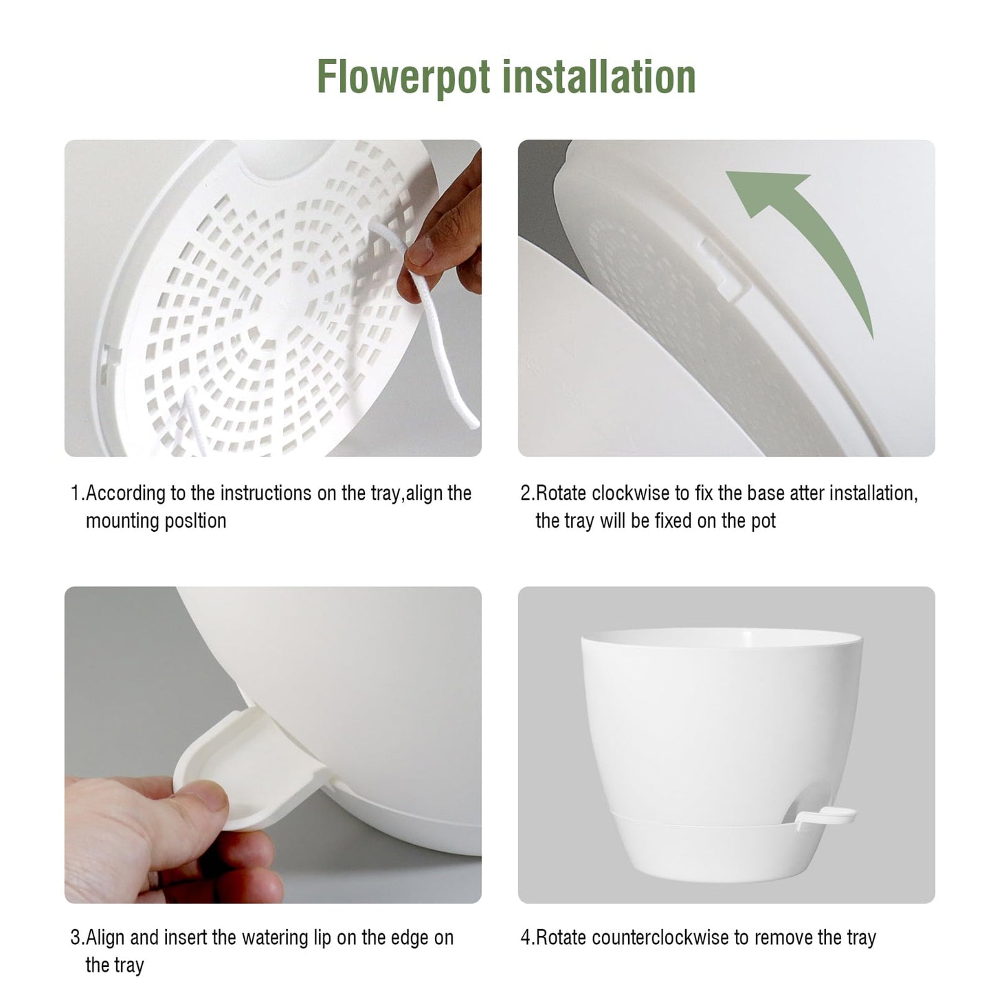 WSMKSZ 8 inch Self Watering Pots, Planter, Plant Pots with Mesh Drainage Holes for Indoor Outdoor House Plants and Garden, 2 Pack Plastic Flower Pots with Deep Reservoir for Patio Porch, White