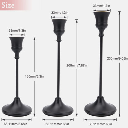 Black Candle Holders Set of 6, Candle Stick Candle Holder Black, Matte Black Taper Candle Holders for Home Decor, Wedding, Dinning, Party