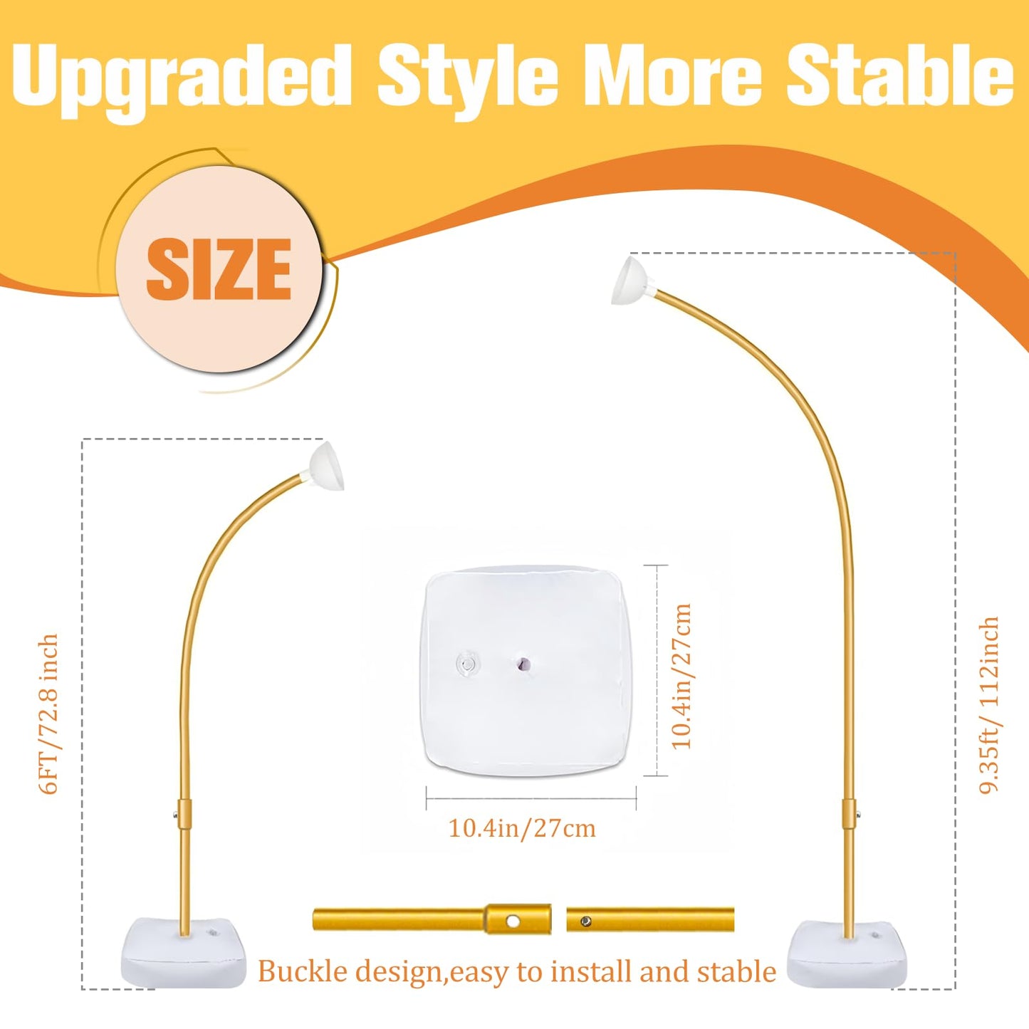 Bazen Upgraded 8.2ft & 5ft Balloon Arch Kit Glod Free Bending Shape Deformation Balloon Column Stand Half Arch Balloon Stand with Base Balloon Arch Frame for Wedding Baby Shower Birthday Decoration