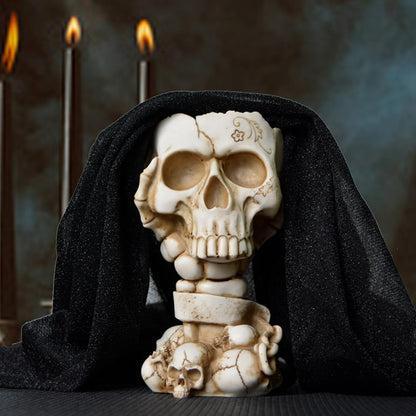 Skull Planter, Goth Flower Pot, Gothic Plant Pots, Succulent Pots with Drainage, Halloween Plant Pot, Tall White Skulls Statue, Funny Desk Home Decor, Cool Figurines Flower Pots Gift for Mother Father