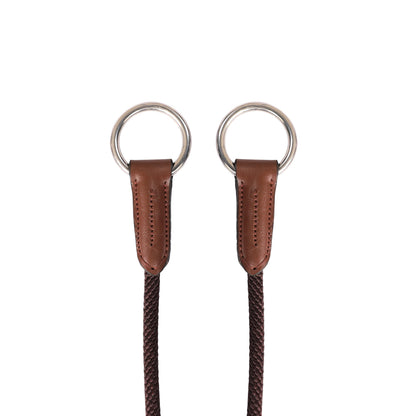 Exion Rope Cheek Pieces for Horse Bridle – 13mm Leather & Rope Replacement Bit Straps – Vegetable Tanned with Stainless Steel Buckles – English Tack for Jumping & Polo – 1 Pair