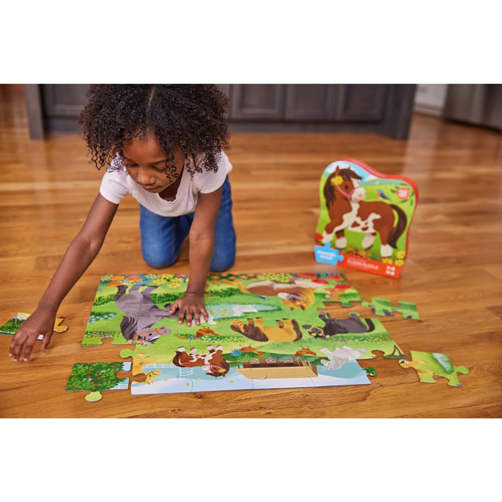 Crocodile Creek Jigsaw Puzzle, 36 Piece for Kids 3 Years and Up, Heavy-Duty Shaped Box for Storage, Finished Puzzle Size 18 x 24 inches, Pretty Ponies