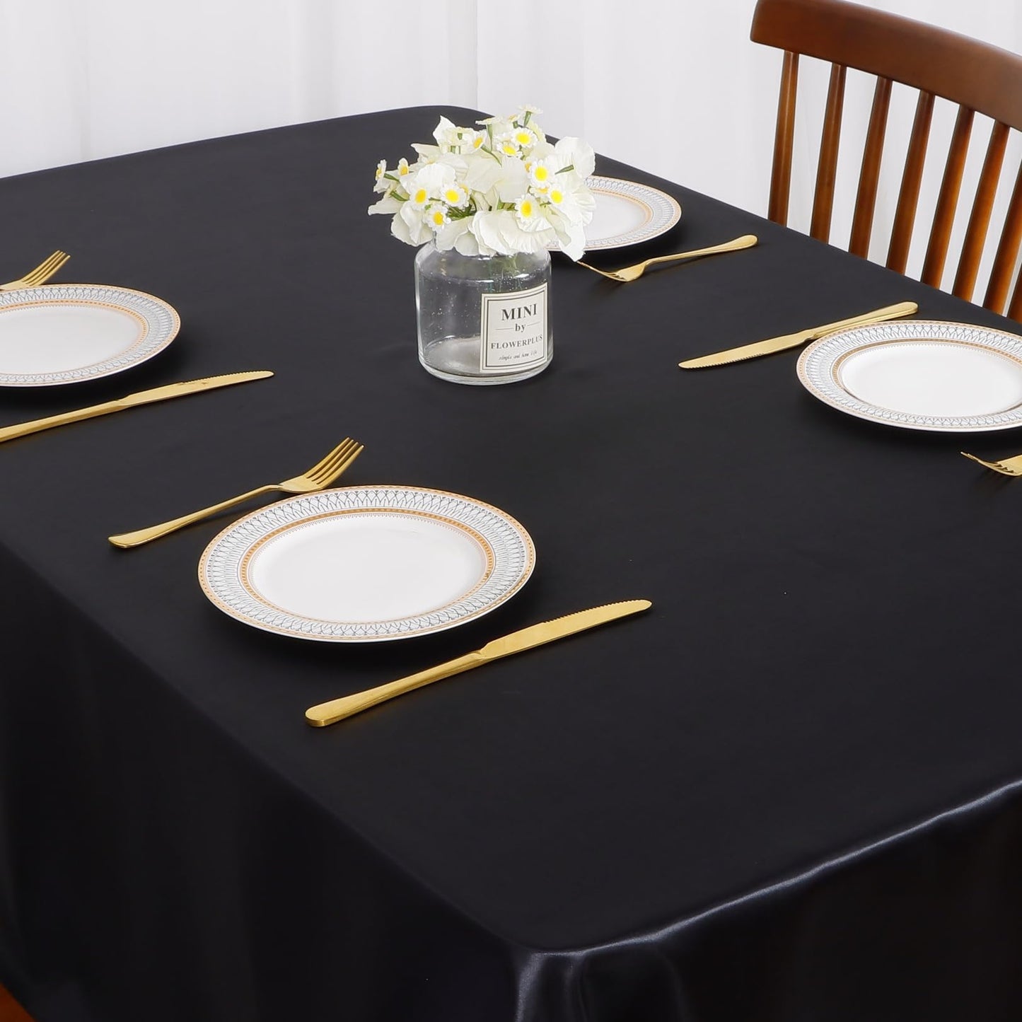 ShinyBeauty 2 Packs Satin Tablecloth 60"X102" Black Table Cloths Rectangle 6 FT Table Outdoor Tablecloths Oblong Tables Cloth Black Tablecloth Smooth Fabric Overlay for Halloween
