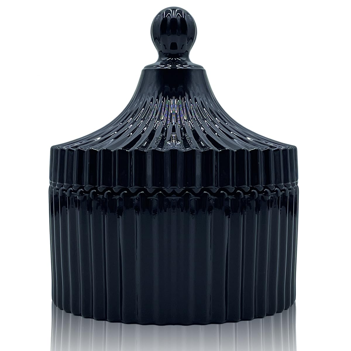 YILUSHENGHUA Colorful Glass Jar With Lid,Halloween Candy Dish,Candy Cookie Jars,Jewelry Box,Decorative Jar(Black)