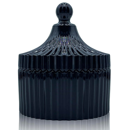 YILUSHENGHUA Colorful Glass Jar With Lid,Halloween Candy Dish,Candy Cookie Jars,Jewelry Box,Decorative Jar(Black)