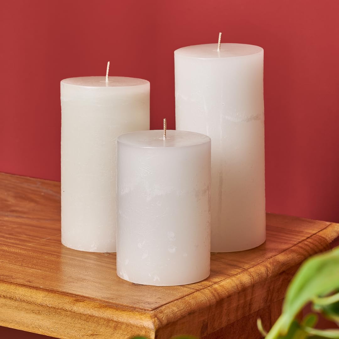 Becky Home Peppermint Candle, Set of 3, 3x4, 3x5, 3x6 Scented Pillar Candles, Christmas, Holiday Home Accent, Candy Cane Aroma, Fresh Winter Scent, Seasonal Gift Candle for Men and Women