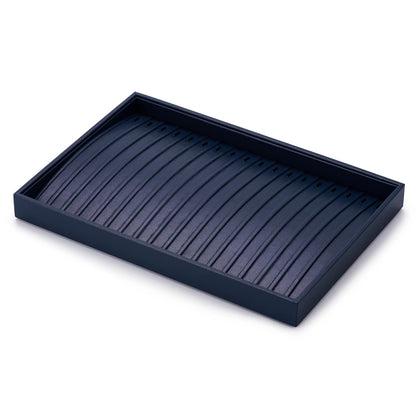 Oirlv Stackable Necklace Pendant Bracelet Organizer Tray Blue Leather Jewelry Drawer Organizer Trays