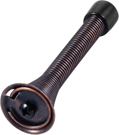 KISEER 24 Pack Spring Door Stops 3 1/4 Inch Flexible Heavy Duty Spring Door Stopper with RustProof Screw Rubber Bumper Tips (Antique Brass)