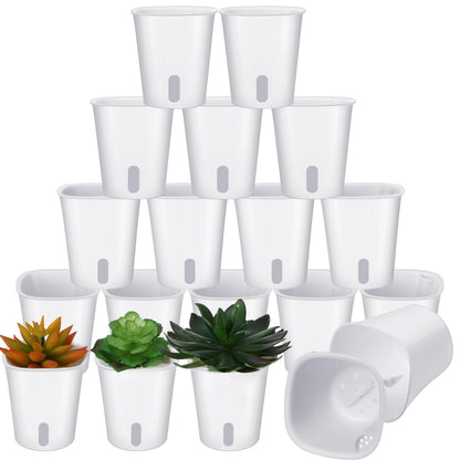 Ziliny 20 Pcs 3 Inch Self Watering Pots Self Watering Planters for Indoor Planters Plastic Garden Flower Pots with Level Indicator Vents for Herbs