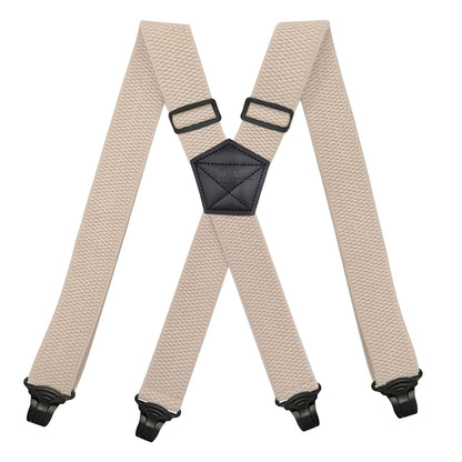 ZEAIFROOG Heavy Duty Suspenders for Men With Strong Plastic Clips Security Check Friendly.X-Shaped 1.5" Wide Khaki Men's Suspenders for Jeans or Pants