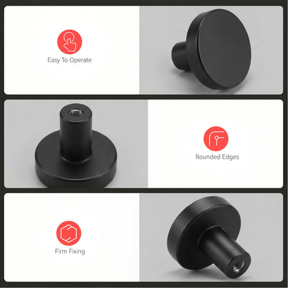 homdiy 10 Pack Black Cabinet Knobs, Round Kitchen Drawer Knobs, Matte Black Knobs for Cabinets, Metal Handles for Desk Drawers Cupboard
