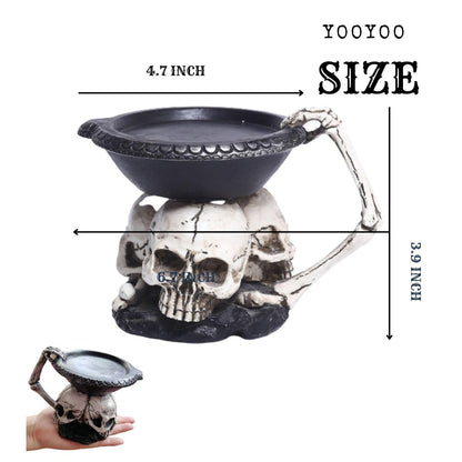 Halloween Skull Candle Holder, Skeleton Creepy Candelabra for Candlesticks Spooky Gothic Candlestick Holders Single Wick Candle Pedestal Retro Human Skull Head Tea Light Holders Skull Votive Holder