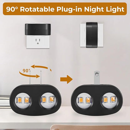 4 Pack LED Plug-in Wall Night Light, 100 Lumens Soft White 3000K, Auto On/Off Dusk to Dawn Sensor, Adjustable Swivel Head for Indoor – Ideal for Hallway, Bathroom, Stairs, Bedroom, Kitchen