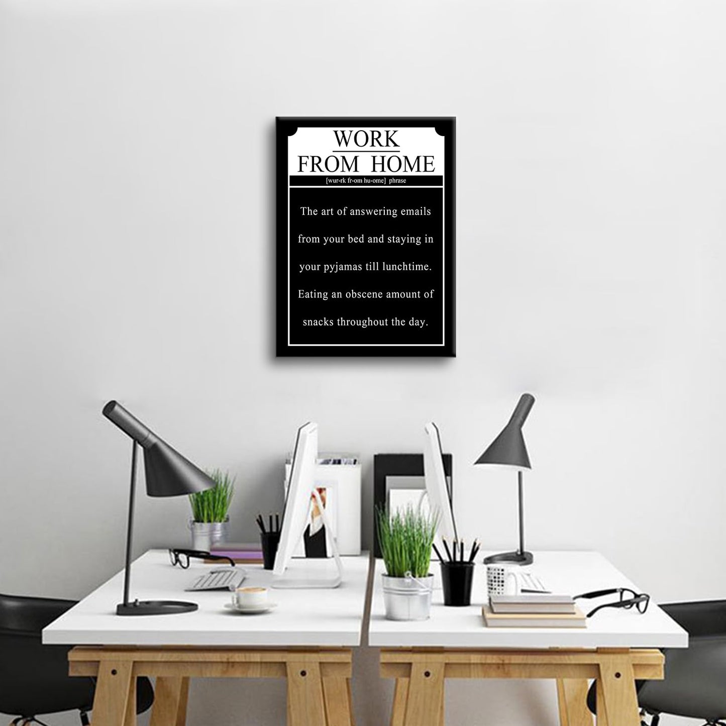 Motivational Canvas Wall Art Work from Home Entrepreneur Quotes Poster Print Inspirational Pictures Painting for Office Class Room School Wall Decoration Stretched and Framed [18''Wx24''H]