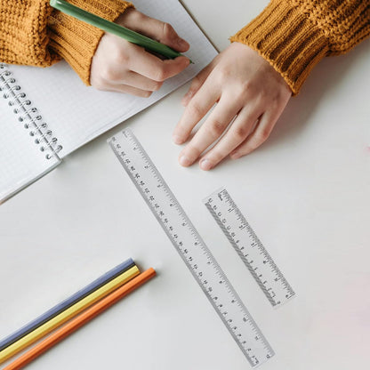 4 Pack Clear Plastic Straight Rulers, Clear Ruler Bulk, Transparent Ruler with Centimeters and Inches, for Class, Office (12 inch)