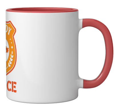 Candy Police Funny Halloween Party Costume Parents Mom Dad Ceramic Mug, Red/White